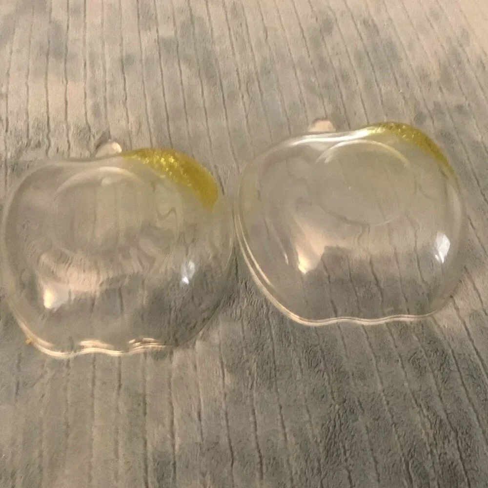 Vintage Indiana Glass Apple‑Shaped Clear Bowls – Set of 2